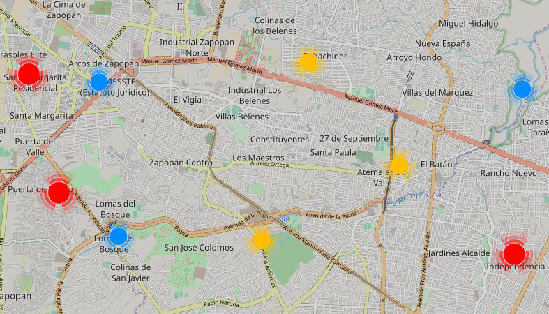 Map of La Moreliana stores in Heróica Puebla de Zaragoza (Puebla, Mexico)